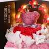 Presente de Dia dos Namorados Chinês Transfronteiriço com Colar Iluminado, Caixa de Presente para Joias, Ursinho Doce, Rosa Rosa com Porta Dupla, Flor Eterna