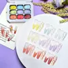 Nuevo Patrón de Nueve Cuadrículas Satinado Gel Color Macarrón Degradado Pintura Difuminada Esmalte en Gel Sin Limpiar en Stock