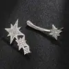 Arete de Estrella de Seis Puntas Estilo Coreano Moda Elegante Largo Incrustado de Diamantes Asimétrico Personalizado para Niña Estrella de Celebridad de Internet
