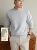 Yingao Nuevo Suéter de Punto para Hombre Cuello Redondo Otoño Invierno Mezcla de Lana Holgado Cálido Estilo Old Money Casual Pulóver