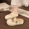 Mules femininas de sola grossa e bico fechado, novo modelo de verão 2026, sapatos Mary Jane de calçar, tamanho 34, sapatos Birkenstock tipo feijão dourado pequeno