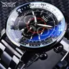 Relógio mecânico automático masculino Jaragar A066 moda casual relógio mecânico de seis ponteiros pulseira de aço