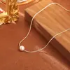 Colar de pérola única estilo minimalista corrente de clavícula versátil e elegante para o dia a dia colar com atmosfera suave e popular