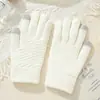 Guantes de punto para pantalla táctil, guantes de lana gruesa cálidos de invierno a prueba de frío de cinco dedos para hombres y mujeres