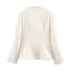 Ins Moda Europeia e Americana Transfronteiriça 2026 Nova Moda Estilosa Roupas Femininas Atacado Gola Alta Botões Jaqueta de Cetim Casaco Acinturado
