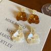 Pendientes de Flor Difuminada Estilo Resort para Mujer, Pendientes Retro Franceses Super Hada, Lujo Accesible, Gama Alta, Joyería para Orejas Elegante y de Moda