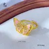 Anillo de Oro Arena Antigua de Alta Retención de Color Anillo Abierto de Flor Hueca Exquisito Nicho Dulce Versátil Anillo de Tendencia Nacional