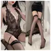 Comércio exterior Sexy Underwear Lace-up Neck Macacão Sexy Temptation Pijamas Mulheres Aberto Virilha Perspectiva Tentação Uniforme