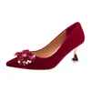 Zapatos de boda chinos Xiuhe para mujer, zapatos formales rojos, tacón de aguja, punta fina, tacones altos, zapatos de boda no cansados