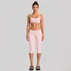 Conjunto de ropa de yoga transfronterizo con sujetador deportivo de cuello halter con sensación de segunda piel y conjunto de pantalones de fitness de secado rápido de cintura baja para correr y ciclismo al aire libre