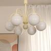 Araña de Bola de Vainilla Estilo Crema Rojo Antiguo Medio Internet Lámparas Retro Francesas Nórdicas Simples para Dormitorio, Comedor, Sala de Estar