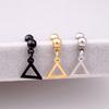 Pendientes de acero de titanio con colgante triangular redondo sencillo de estilo coreano, venta al por mayor, moda para mujer, envío a AliExpress y eBay.