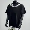 Camiseta de Manga Corta con Estampado de Letras de Algodón Puro de Peso Pesado Estilo High Street Americano para Hombre, Camiseta Base Versátil de Verano de Moda