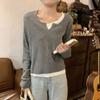 Otoño Estilo Coreano Atmósfera de Principios de Otoño Conjunto Suéter Falso de Dos Piezas Camisa Base de Punto de Otoño Top Interior de Principios de Otoño Tendencia