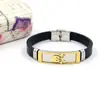 Pulsera de silicona para hombre nueva europea y americana, pulsera de calavera de dos colores de acero de titanio con personalidad, pulsera con hebilla de reloj de acero inoxidable, regalo