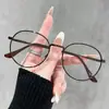 Nuevo marco de gafas ovaladas para miopía para mujer, estilo pequeño fragante, retro, color metal cambiante, marco pequeño, moda, espejo liso