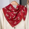 Pañuelo Cuadrado Pequeño de Lino Rojo Carruaje 70 Para Mujer Estilo Coreano Versátil Primavera y Otoño Delgado Profesional Pañuelo de Azafata