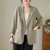 Blazer de Algodón y Lino de Alta Gama Estilo Japonés, Exportación Vintage para Mujer, Moda Primavera y Verano, Cárdigan Sencillo para el Trabajo