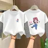 Camiseta de manga larga de algodón puro a rayas y retazos para niñas, nuevo estilo otoño 2026, corte holgado, adecuada para niños medianos y mayores, ropa de otoño, prenda interior para niñas