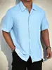 2025 Nueva Camisa de Manga Corta para Hombre Estilo Europeo y Americano, Camisa Casual para el Trabajo, Camisa para Hombre de Wish