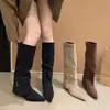 Botines de punta estilo páramo, efecto adelgazante, nuevas botas altas de equitación para mujer 2026, botas hasta la rodilla