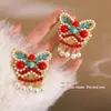Nuevo Pasador de Pelo con Borla de Danza del León Estilo Nacional Chino con Adornos de Perlas para Niños, Clip para Flequillo Lateral Dulce y Lindo, Accesorio para el Cabello