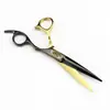 Tijeras de Peluquería con Estampado de Leopardo Negro y Dorado de 6.0 pulgadas, Tijeras para Cortar el Cabello, Tijeras Entresacadoras, Dientes de Astas de Ciervo, Dientes Lisos, Dientes en Forma de V, Dientes de Espina de Pescado