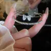 Pulseira Dupla Fileira Laço Coração Zircônia Estilo Doce Coreano Pulseira Simples Moda Tendência Joia Versátil Venda por Atacado