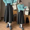 Nueva Falda de Cachemira para Mujer Otoño/Invierno 2026, Falda Midi de Línea A de Cintura Alta, Falda de Lana con Dobladillo Ancho, Falda Larga que Cubre la Cadera