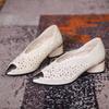 Zapatos Planos de Mujer 2022 Verano Estilo Coreano Punta Fina Calados Flor Pedrería Exterior Boca Baja Moda Tacón Grueso Zapatos de Mujer Tacón Bajo