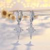 Qiao Lanxuan S925 Prata Agulha Estrela Diamante Fivela de Orelha Feminino Novos Brincos de Moda Moda Vento Frio Estudante Brincos Combinados