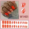 Adesivos de Unha Postiça Fashion Gradiente Laranja Doce Estilo Europeu e Americano para Meninas, Estilo Ins, Removíveis, Conjunto de Caixa com 24 Peças, Podem ser Misturados e Vendidos no Atacado