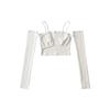 Top Sexy de Color Sólido de Moda Ajustado para Mujer con un Diseño Único, Crop Top Ultracorto Falso de Dos Piezas con Abdomen Descubierto, Camisola con Mangas, Ajustado