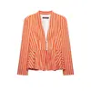 Blazer Feminino Elegante da Moda 2026 Estilo Europeu e Americano Transfronteiriço Atacado Gola V Listrado Slim Fit 7930598