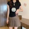 Nueva Camiseta de Manga Corta con Bordado Pesado Estilo Chino para Mujer, Verano Más Vendido Ajustada Fresca Camisa Base de Seda Top Fábrica