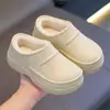 Zapatillas de Invierno Impermeables de EVA para Mujer, Suela Gruesa, Forradas de Felpa, Cálidas, con Cubre-Cabeza, Antideslizantes para el Hogar, Resistentes a la Suciedad, de Piel y Algodón