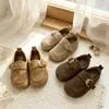 Zapatos planos sencillos retro para niños, edición limitada de otoño, mocasines slip-on con correa de hebilla y punta redonda estilo Birkenstock, modernos y versátiles