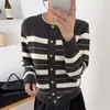 Chaqueta Cardigan de Punto Rayado Botonada Juvenil para Mujer 2026 Nuevo Primavera Otoño Suéter Holgado de Mujer Otoño Invierno