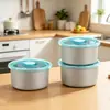 Caja Redonda de Acero Inoxidable para Almacenamiento en Refrigerador con Tapa, Caja para Almacenamiento de Alimentos, Caja de Picnic, Caja para Almacenamiento de Frutas y Carnes