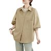 Comercio Exterior Exportación Japonés Soltero Extranjero Soltero Camisa de Arte Mujer Sentido de Alta Gama Talla Grande Suelto Adelgazante Combinable Color Sólido Chaqueta con Solapa
