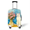 Pintura al óleo transfronteriza Gato Caja colorida Cubierta elástica a prueba de polvo Cubierta para maleta de carrito Maleta con ruedas universales a prueba de polvo