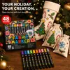 Conjunto de marcadores de tecido de 48 cores Saco de presente de Natal Meia de Natal Caneta de grafite DIY Caneta de pintura têxtil resistente à água