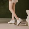 Zapatos de Cuero Genuino con Suela Gruesa de 12 cm de Altura Creciente, Nuevo Estilo Primavera 2025, Plataforma Impermeable, Suela de Plataforma de Paja para Mujeres Bajitas