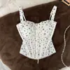 Camisola sexy com renda estilo francês e barbatanas, roupa íntima feminina, cropped justo ao corpo e top sem alças