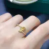Anillo de cristal amarillo de la fortuna natural superficie del anillo cuerpo de red completo incrustación Seiko especificaciones de piedra desnuda 5*5ms925 plata de ley