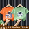 Camiseta de Verão de Algodão Puro de Manga Curta para Meninos 2026 Nova Estampa de Desenho Roupas Infantis Tops Finos para Bebês Meninos t