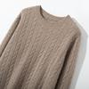 Suéter grueso de hombre 100% lana pura, jersey, cuello redondo, tejido trenzado, otoño e invierno, talla grande, suéter de cachemira
