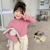 [En stock] Suéter de niña, prendas de punto para niña, otoño e invierno, nuevo estilo coreano para niños, funda de terciopelo de una pieza para bebé