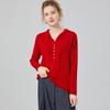 Suéter de Lã com Capuz Outono e Inverno Feminino Cor Pura Simples Tricotado para Usar por Baixo Feminino Moderno Casual com Meio Botão Feminino