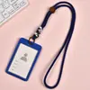 Porta-cartão transparente de dupla face Youhe 6638, acrílico de casca dura, com cordão, porta-crachá de funcionário feito sob medida para usar no pescoço